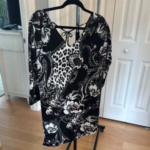 Floral Black and White Dress